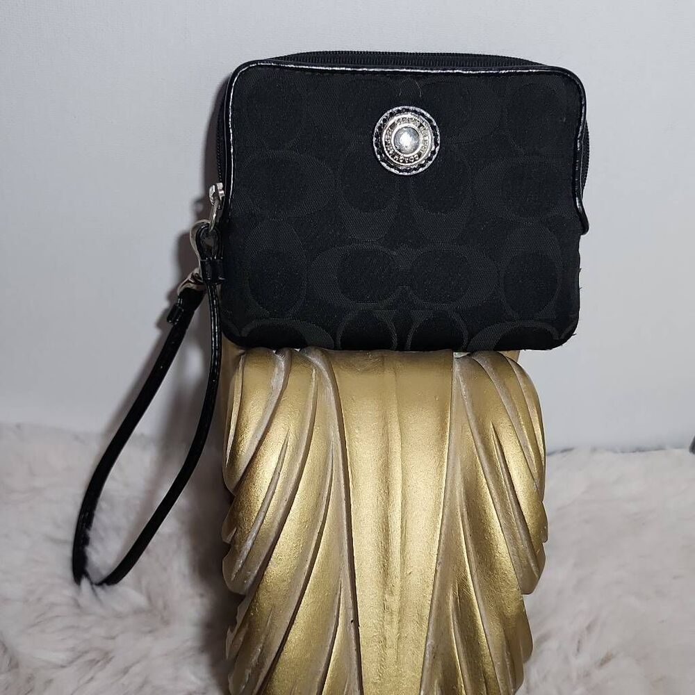 Coach Signature Hampton monogram canvas wristlet